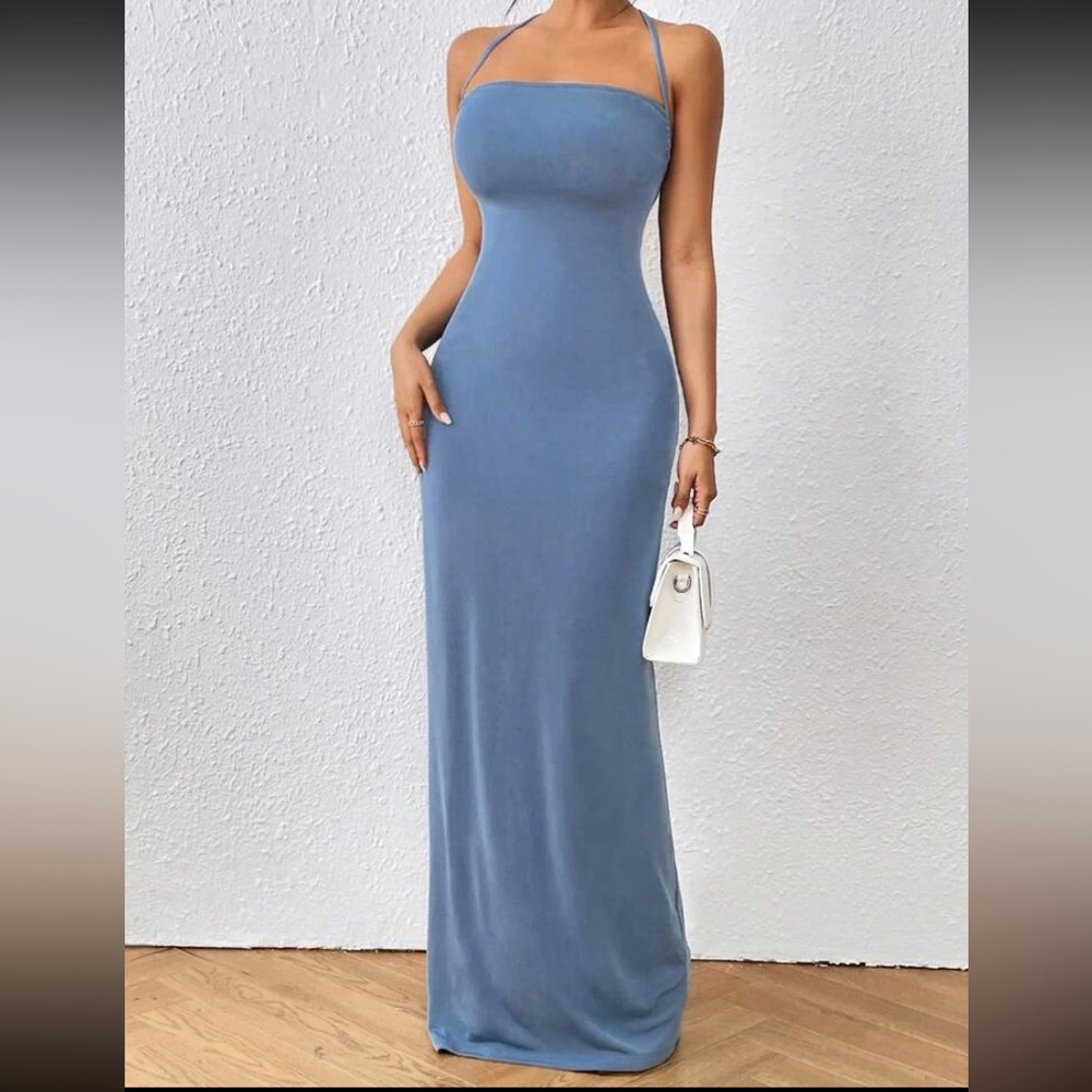 Draped Backless Dress with Crisscross Tie Up